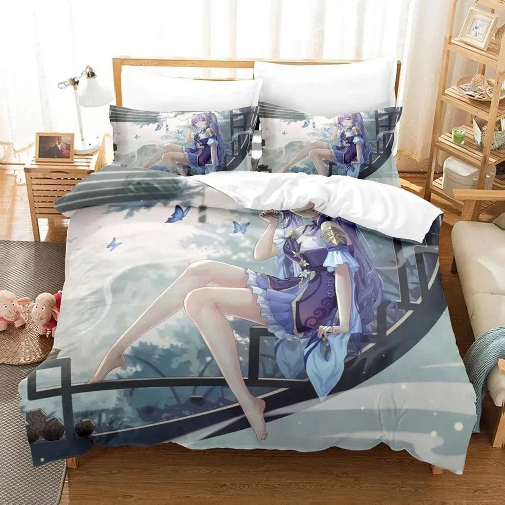 Anime Game Genshin Impact Columbina Bedding Set Duvet Cover Bed Set Quilt Cover Pillowcase Comforter king Queen Size Boys Adult