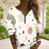 Women Plus Size Beige Brown Geometric Printed V Neck Half Zip Long Sleeve Sweatshirt