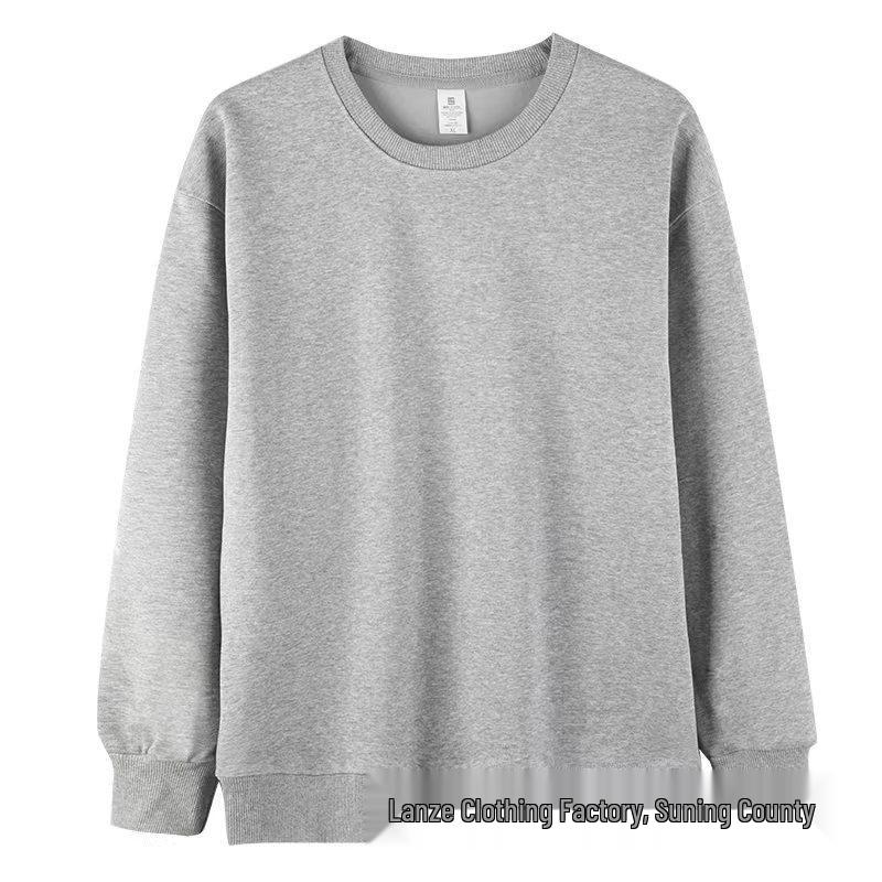 Hua Cotton Round Neck Unisex Hoodie - Autumn/Winter Classic Solid Color