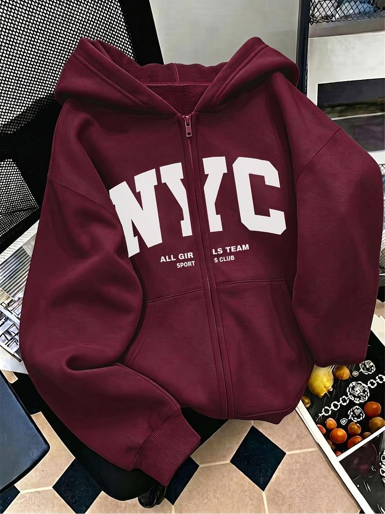 Felpa con cappuccio e zip da bambina Autunno Inverno alla moda casual versatile larga, adatta per l'uso quotidiano, uscite, feste