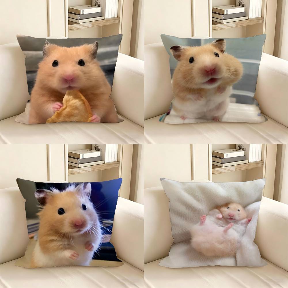 pc Kawaii Hamster Anime Pillow Case Fashion Square Pillowcase Bedroom Sofa Room Ins Decoration Leisure