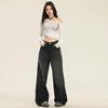 Women's High-Waist Black & Gray Wide-Leg Jeans - Autumn 2024