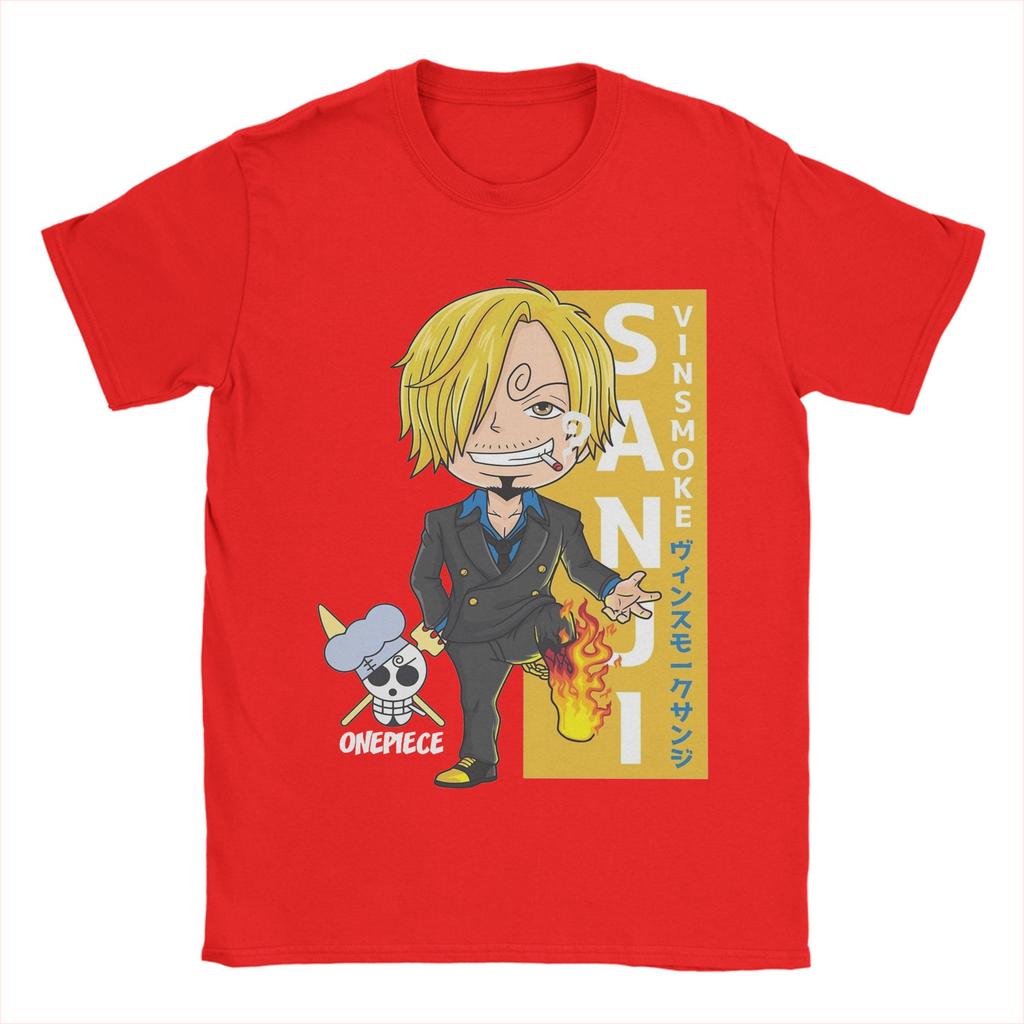 Mens Chibi Sanji T Shirts Ones Pieces Pure Cotton Clothes Leisure Short Sleeve Crewneck Tees Birthday Gift TShirt