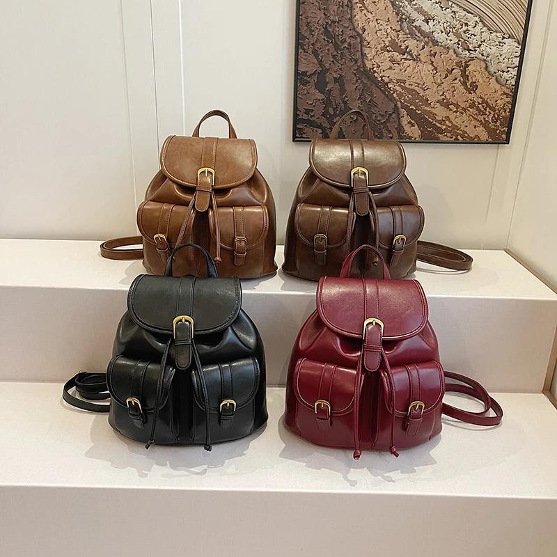Fashionable Solid PU Backpacks Large Capacity High Quality Sense of Luxury Popularity Women's Backpacks Autumn New Style