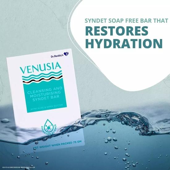 VENUSIA Dr. Reddy Feuchtigkeitsspendende Badebar, Syndet-Bar, Mit Shea- und Aloe-Butter, Hydratisierte und geschmeidige Haut, pH-neutral