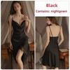 Sexy Solid Color Womens Satin Sleep Dress And Robe Set For Comfortable Nightwear