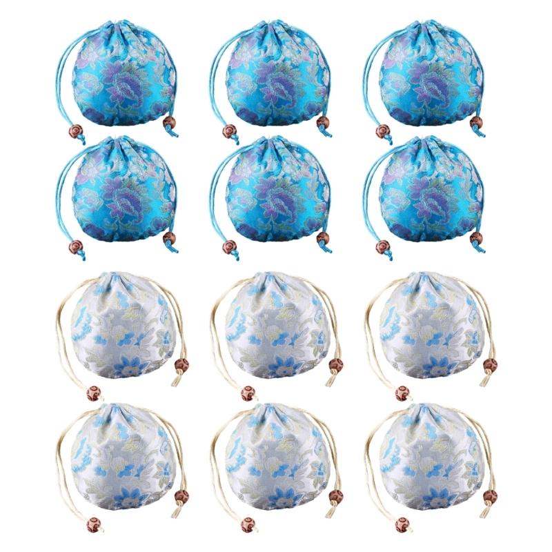 

12 Pieces Drawstring Bags Stylish Jewelry Organizers for Earrings Rings Travel Accessories Storage Container 1