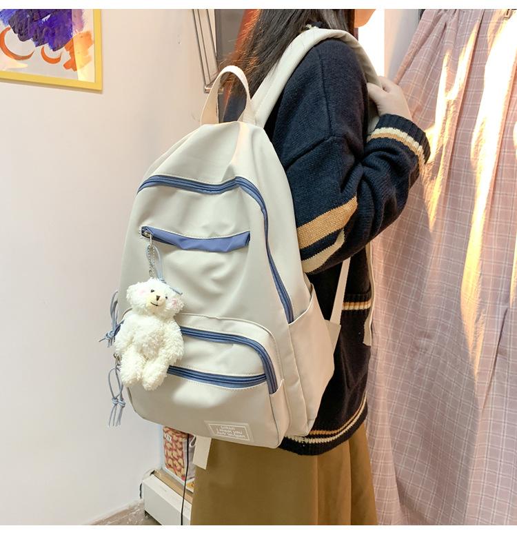 Schoolbag women's large-capacity Korean version of junior high school backpack ins wind simple foreign style solid color backpack children's backpack