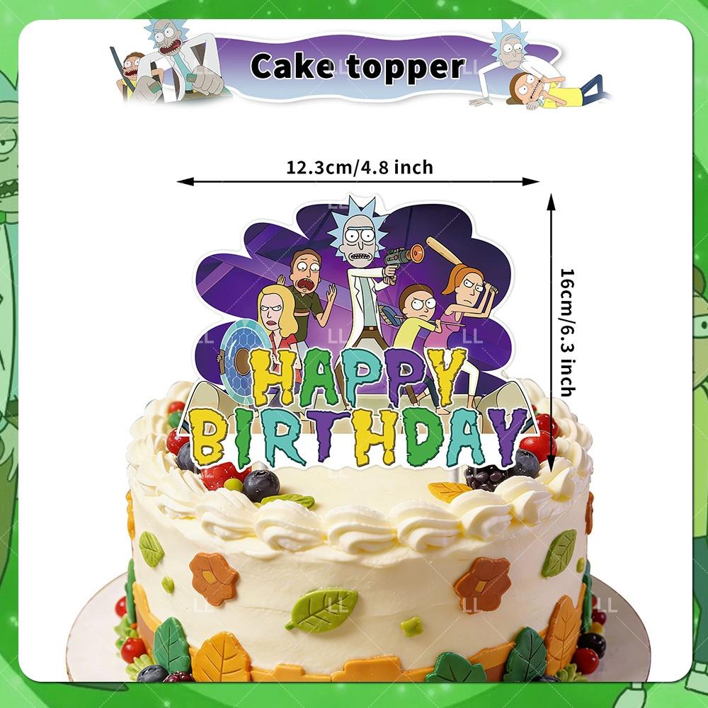 Rick And Morty Fans Child Birthday Party Decoration Anime Character Cake Topper Balloon Set Baby Shower Banner Adults Kids Gift