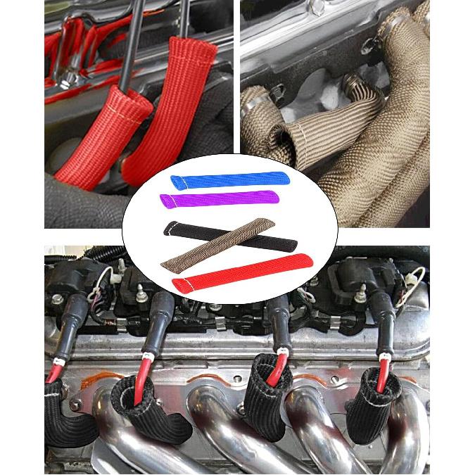 Spark Plug Wire Heat Shield - 8 PCS 2500° Spark Plug Heat Sleeve, 6 Inches Spark Plug Wire Boots Protector Protection Cover Replacement for LS1 /