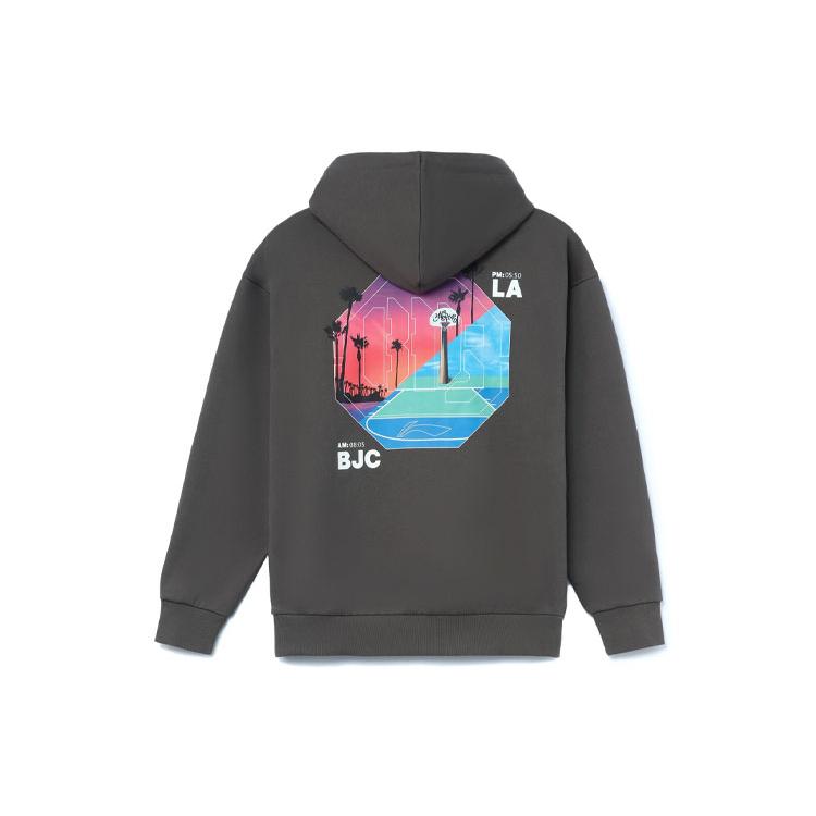 Li Ning Sweatshirts Men s Dark Gray Hooded Moderate Regular AWDR411-2 S