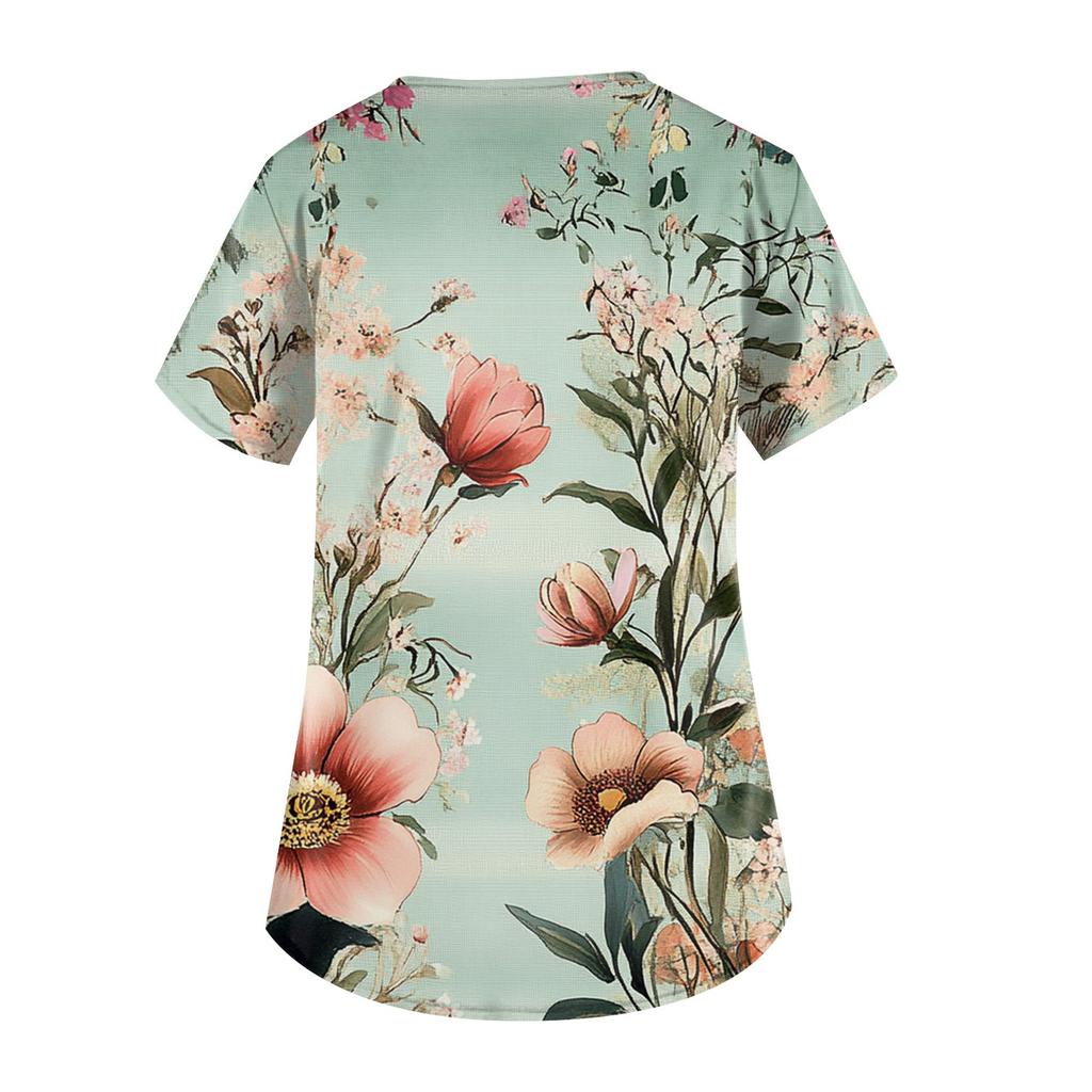 Modische, lässige Oberteile mit V-Ausschnitt und bedruckter Arbeitskleidung für Damen