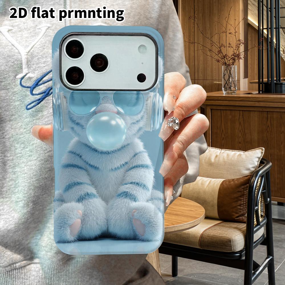 Phone Case: 2D Flat Design Suitable for iPhone 18, 17, 16, 15, 14, 13 Pro Film Protective Case, Couple Style, Tiger Plush, Christmas and Halloween Gif