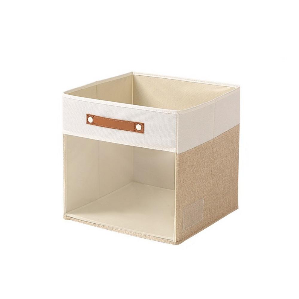 Non-woven Fabric Square Storage Box Large Capacity Stackable Dirty Clothes Storage Basket Folding with Handle бежевый 1160₽