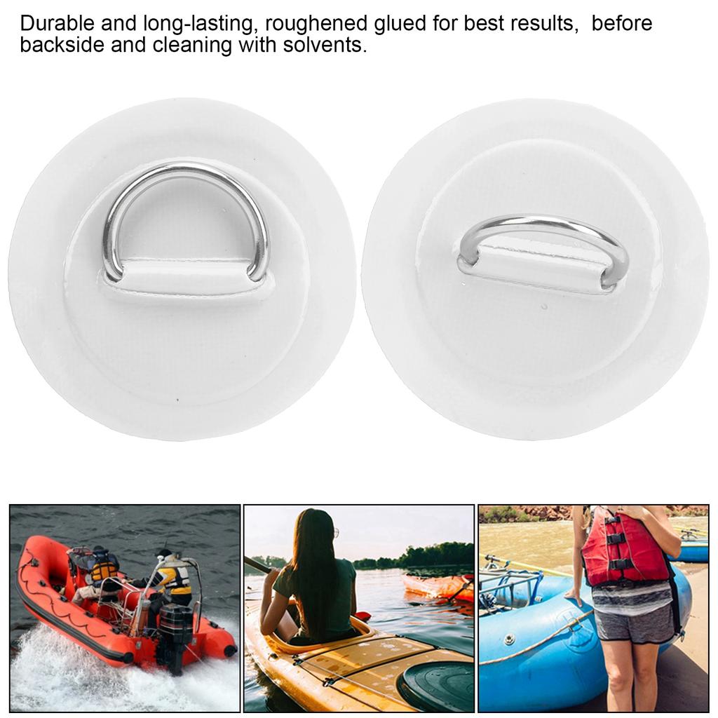 2pcs Inflatable Boat Kayak D  Pad Patch PVC Marine Stainless Steel Fixed Buckle(Black )