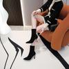 Pointed Elastic Boots Women's 2025 New Autumn and Winter Short Boots Suede Fine Heel Design Temperament Socks Boots High Heel