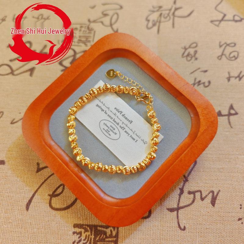 Gold-Plated Women's Bracelet with Watermelon and Brass Electroplated Beads, Korean Style Lucky Jewelry