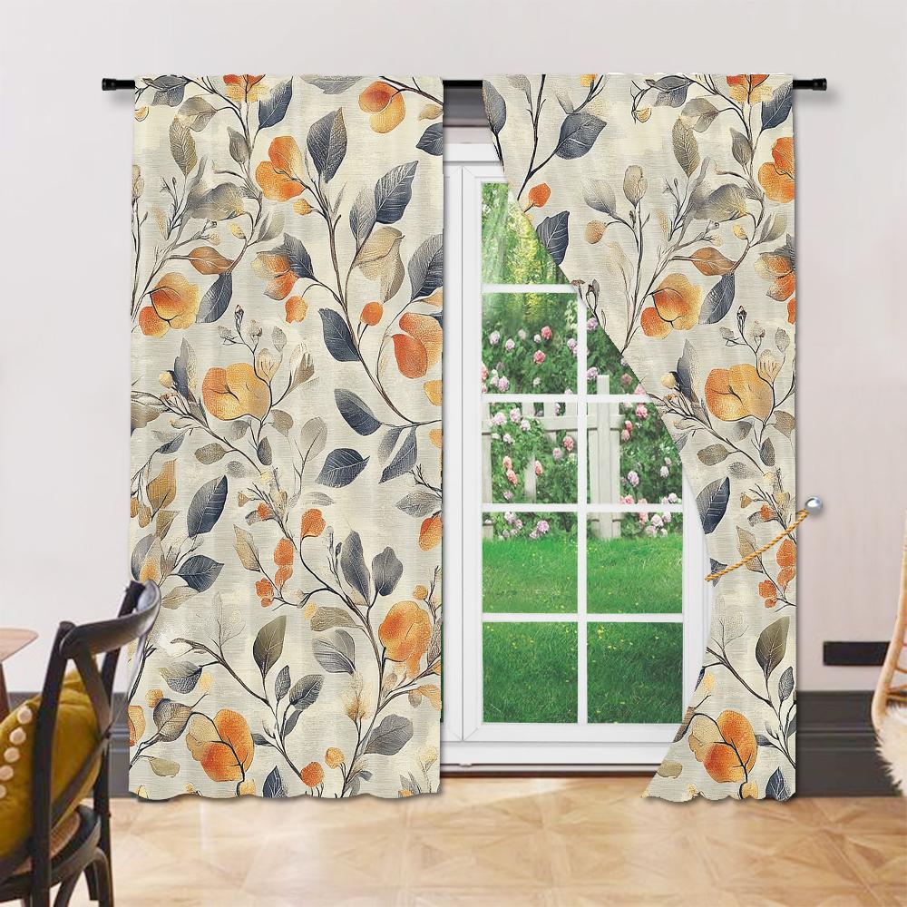 Set Of 2 Versatile Polyester Transparent Curtains Home Decoration Rose Leaf Pattern Use Bedrooms Living Rooms Made Room Window Treatment