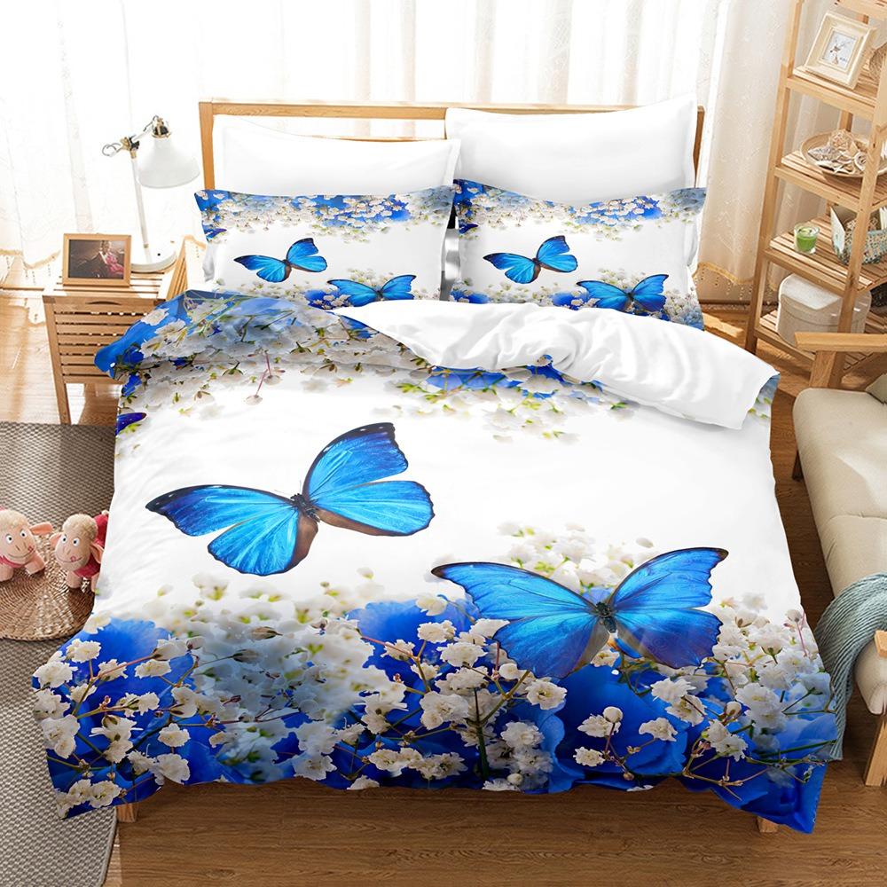 Butterfly Bedding Set 3D Women and Girls Duvet and Pillow Covers Full Size Luxury Cover Queen and King Bed Cover Gifts