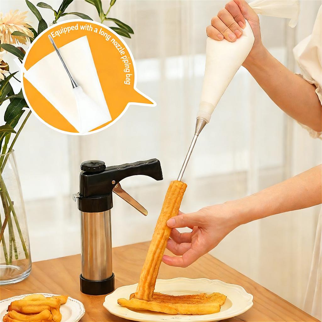 Churros Maker Electric Machine, Home Spanish Doughnut Extruder Set, Non-Stick Frying Kit for Authentic Latin Pastry