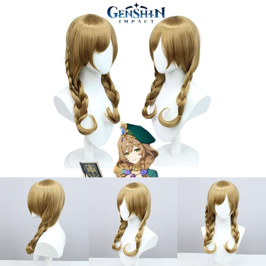 Peluca de Cosplay de Lisa Inspirada en Genshin Impact Trenza Doble