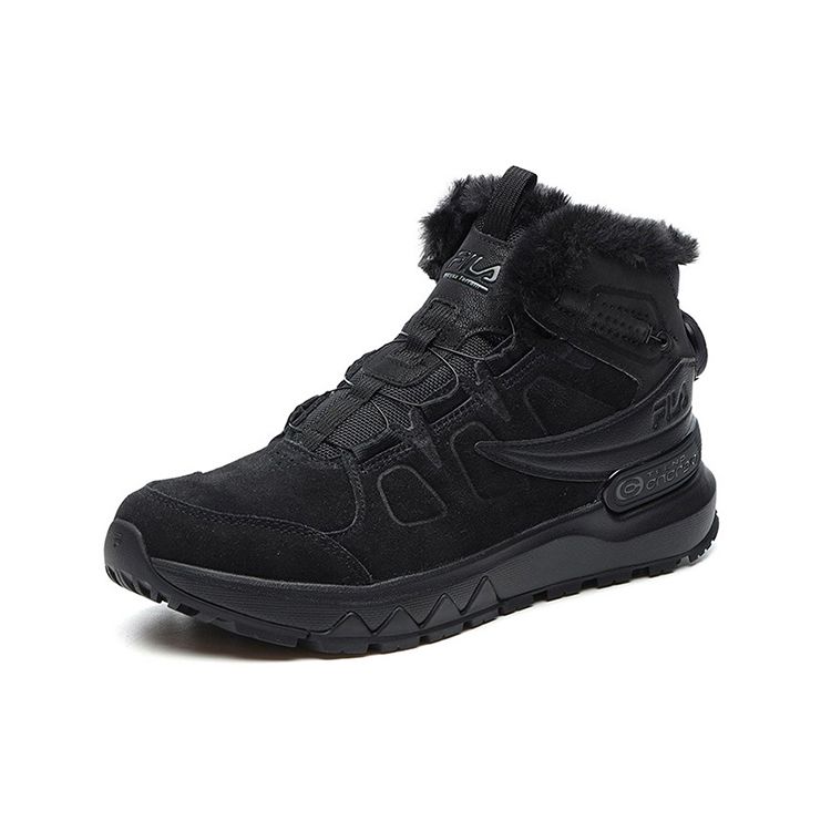 FILA Lynx Terrain Boa Outdoor Racing Sports Fleece Fabric High-Top Running Shoes Women sneaker Black A12W142210FBD