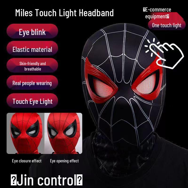 Electric Spider-Man Mask with Blinking Eyes - Light-Up Cosplay Helmet Toy for Kids