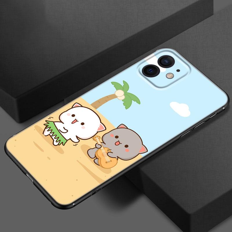Funny Cartoon Cat Phone Case For Apple iPhone 13 12 Mini 11 Pro XS Max X XR 8 7 6S 6 Plus SE 2020 5S 5 Soft TPU Black Cover