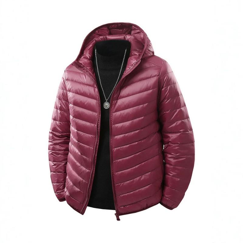 Mens Winter Down Jacket Plus Size Lightweight Warm Casual Trendy Stand Collar Hooded