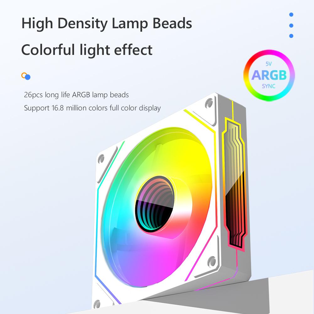 12cm ARGB Case Fan 5V 3Pin 4 Pin PWM Computer Case PC Cooling Fan Infinity Mirror Silent Chassis Fan 800-1800 RPM for Gaming PC