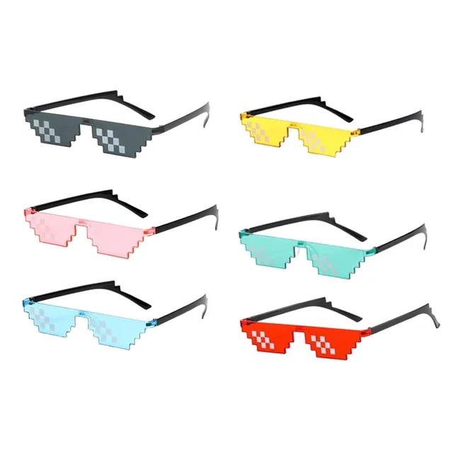 Cool Fashion Unisex Punk Sunglasses Square Individuality Mosaic Sunglasses Code Pixel Glasses for Women Men Amagi