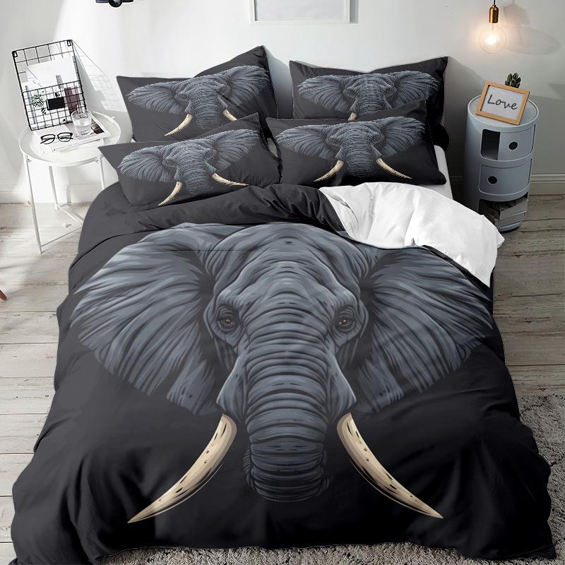 Elephant Series 3D Digital Printing Three-Piece Bedding Kit Bed Sheet Quilt Cover