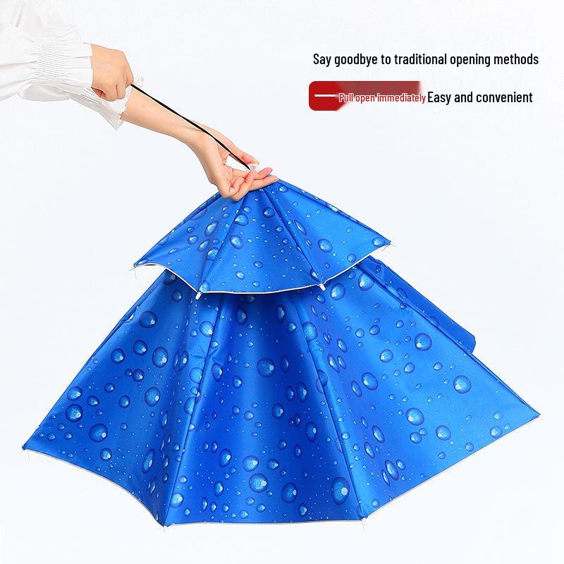 Double-Layer Sun/Rain Umbrella Hat for Adults, UV Protection, Fishing, & Tea Picking