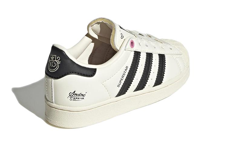 Adidas Originals SUPERSTAR C Comfortable Abrasion Resistant Low top Skateboard Shoes Beige Children Aged 3 7 Years Old GZ1754