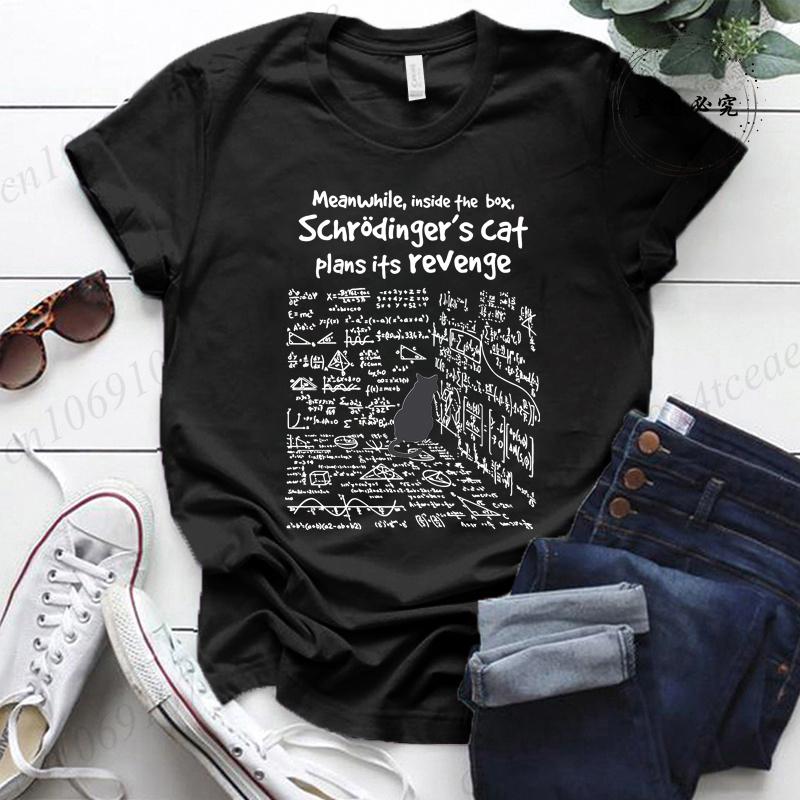 

Cat The Escape Plan Tshirt Funny Cat Physics Science Print T-Shirt Summer Fashion Tshirt Women Short Sleeve Tee Shirt Clothing 4XL
