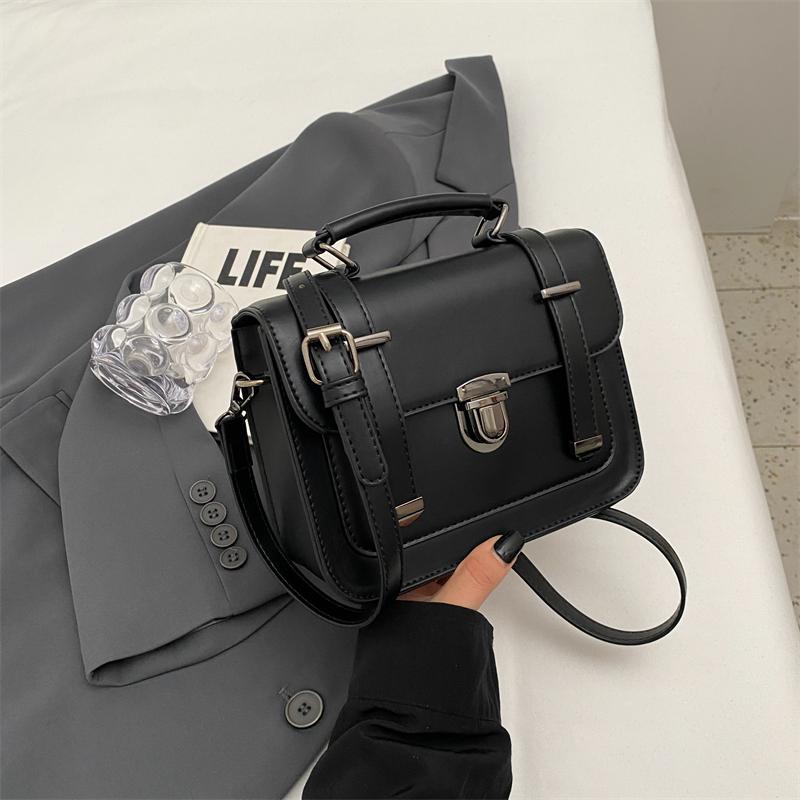England Style Retro Small Square Bag Solid Color PU Leather Women's Single Shoulder Bags High-Grade Sense Lady Handbags