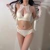 New French neck lace inner underwear women's suit pure desire wind small chest gathering no steel ring special bra cover