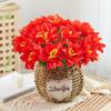 Silk Sunflower Floral Arrangement: Artificial Potted Bouquet for Living Room and Dining Table Decoration.