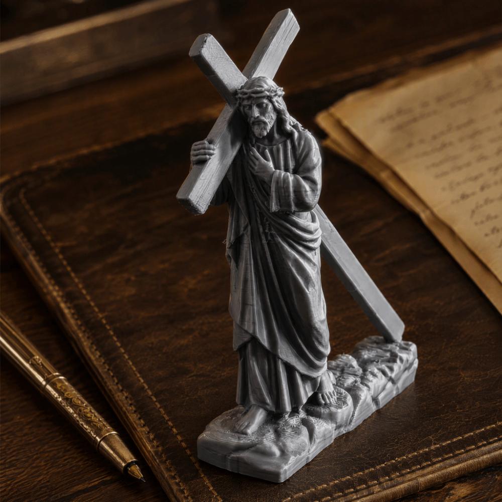 Mini Jesus Statue Cross Decoration 3D Printing Christian Figurine Tabletop Decoration