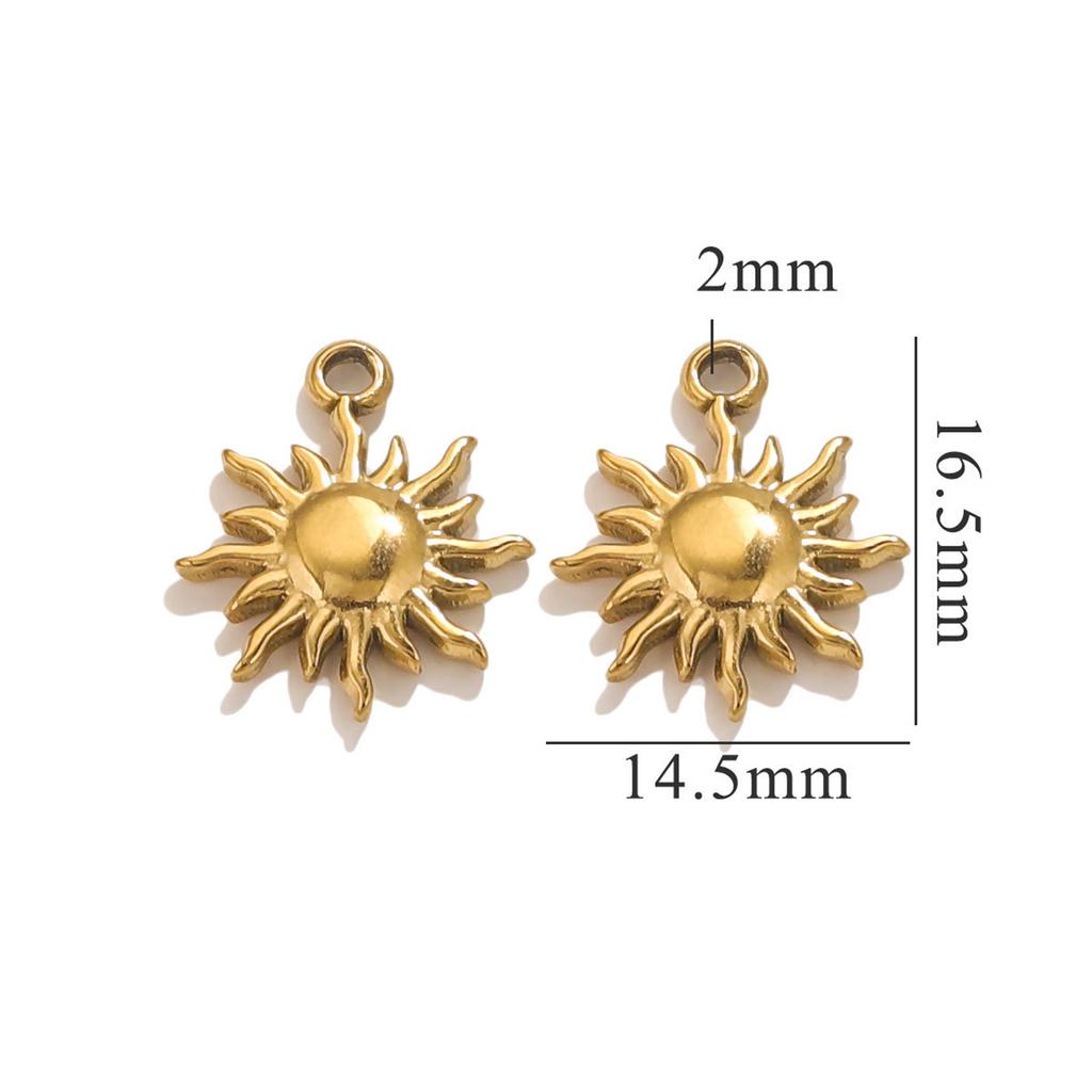 5pcs Sun 304 Stainless Steel Charms Cute Flower Crown Pendant Exquisite Compact Pendant Necklace Jewelry Accessories 14mm X 10mm