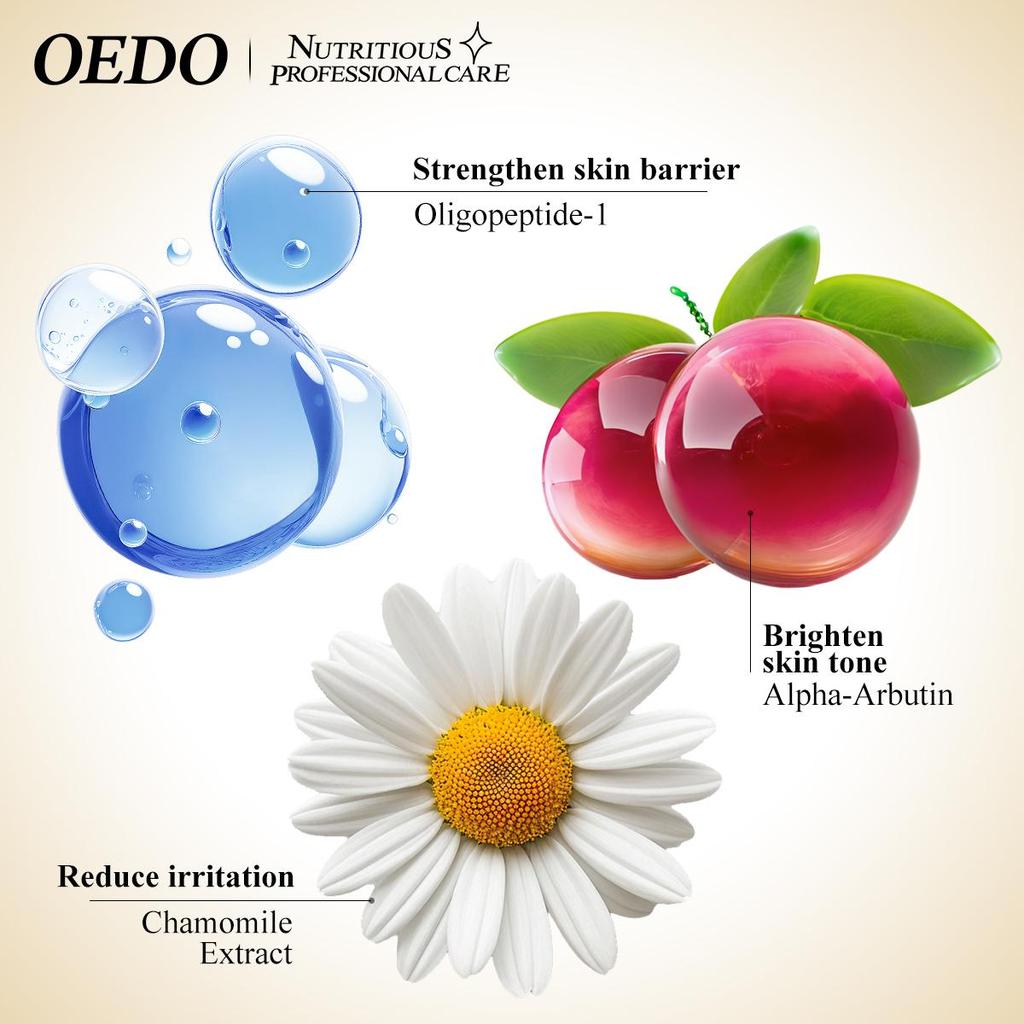Fuktighetsgivende Anti-rynke Ansiktsserum med Oligopeptid Kamille Anti-aldringsessens Bleking Lysner Nærer Hudpleie 10ml