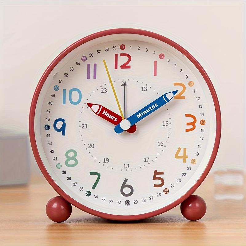 11,43 cm Stiller Pädagogischer Wecker mit bunten Ziffern, Zeigern, Großem Display, Batteriebetrieben, AA Nicht Enthalten, Uhren Wanddekor