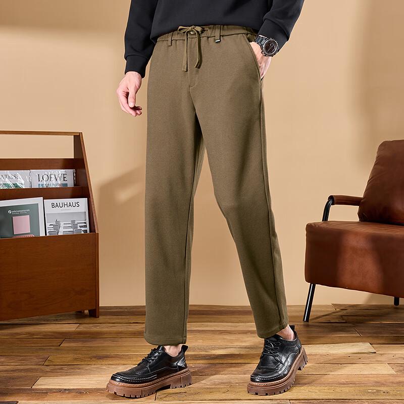 FAPAI Men's Straight-Leg Drawstring Waist Casual Pants