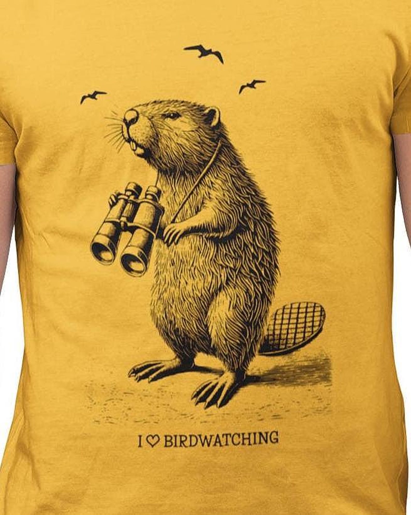 Birdwatching beaver T-Shirt 3XL