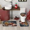 Christmas Winter Bath Curtain Set-Includes Bath Mat, Non-Slip Rug & U-Shaped Toilet Lid Cover,Festive Bathroom Decor For Holiday