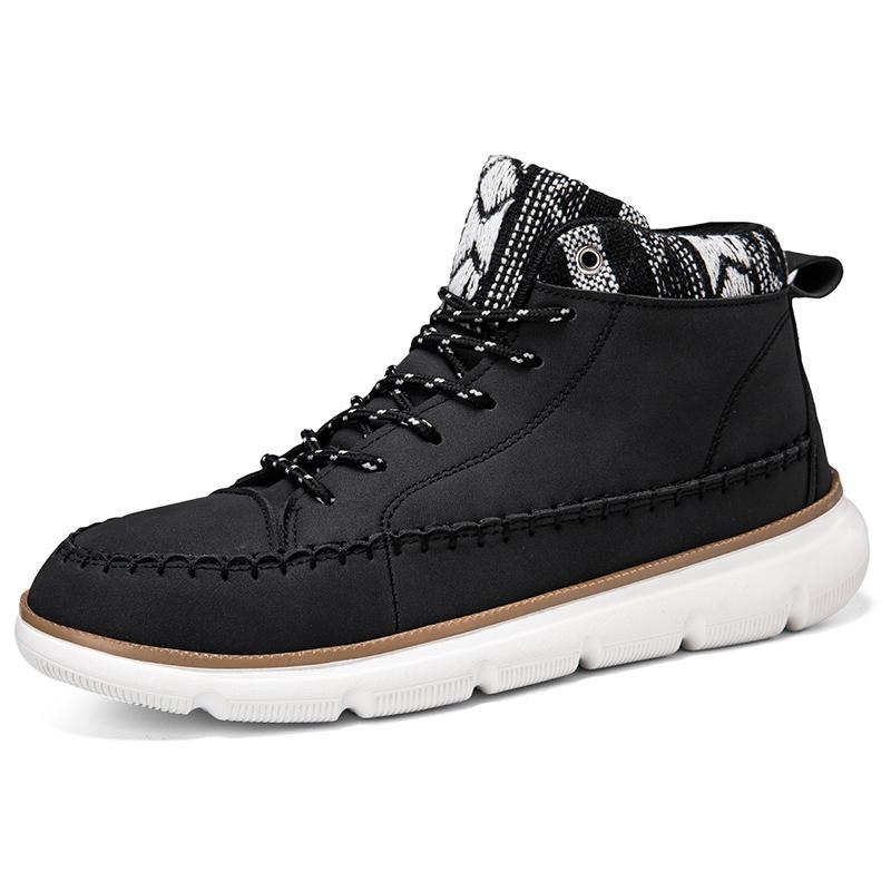 Fashion Classic Fashion Yellow Men's Work Shoes Breathable Leather Casual Shoes for Men Lace-up High-top Shoes Men Zapatos Para Hombres