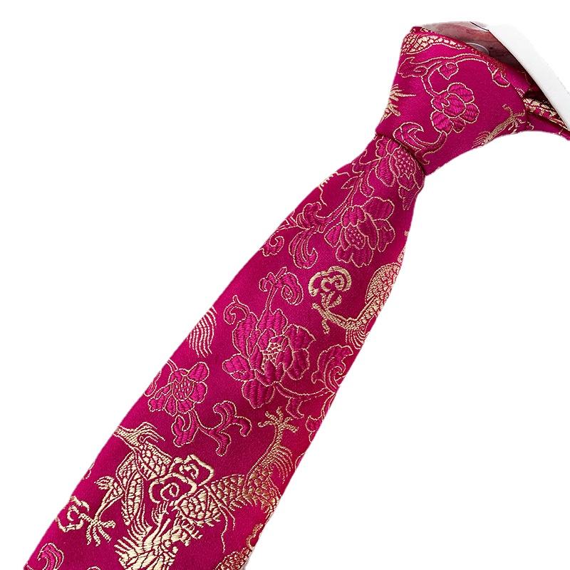 Cozy Up Men Tie Groom Best Man Chinese Dragon Pattern Casual and Fashionable 146x8x3.5cm