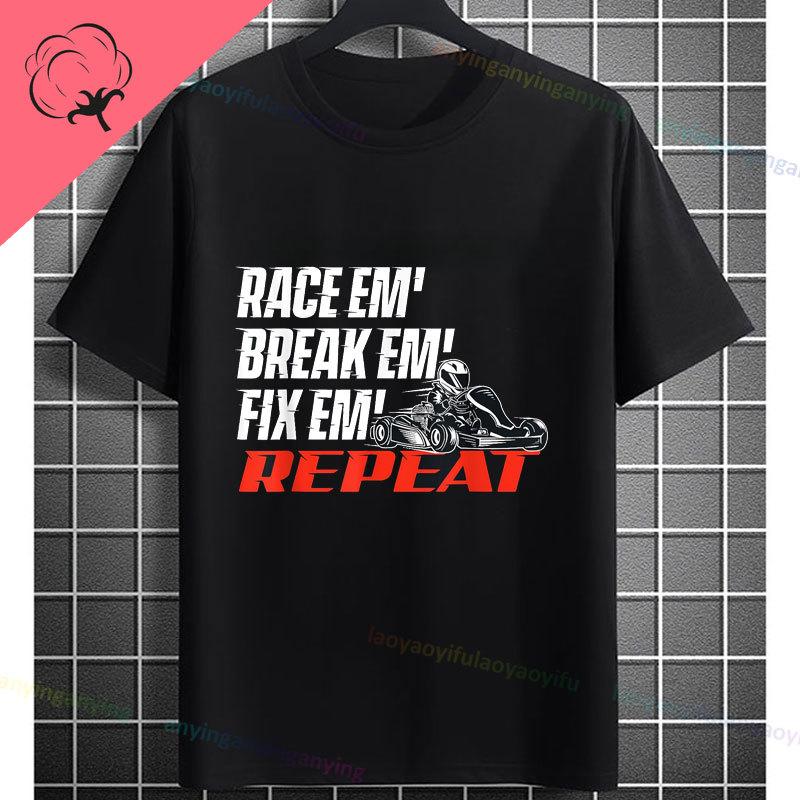 Go Kart Racing Karting Driver Enthusiast Carting Retro Graphic Tshirt Fashion Casual Wear Shortsleev Oneck 100 Cotton Tshirt