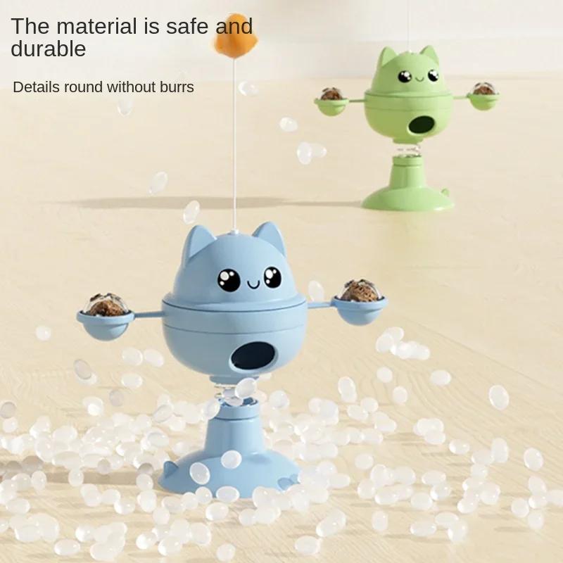 Pet Turntable Tumbler Toy Relieving Stress Interactive Entertaining Cat Teasing Toys Funny Stick Rotating Food Leakage Cat Toy