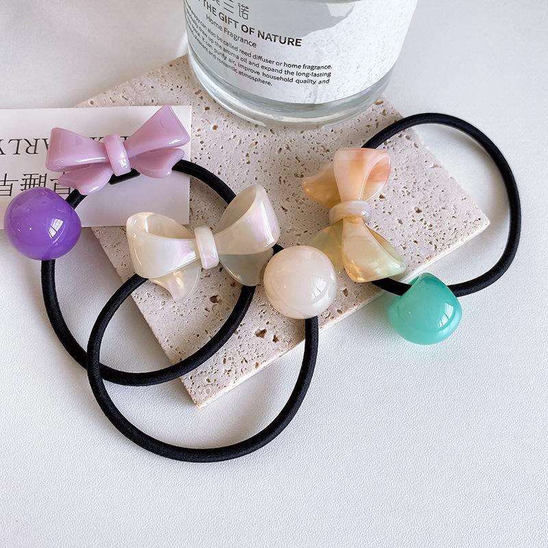 Cute Bowknot Rubber Band Fashion High Elastic Hairband Headband For Women Ponytail Hair Ring Loop Hair Accessories Girls Headwear